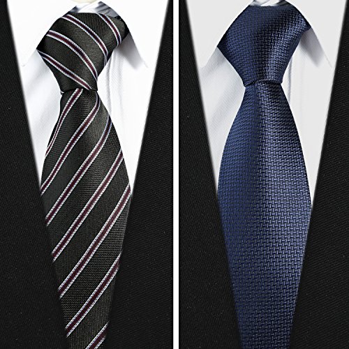 Jeatonge Lot 6 Pcs Mens Ties and 3 Free Tie Clips, Men's Classic Tie Necktie Woven Jacquard Neck Ties Gift box packing (Style 2) - Thumbnail 3
