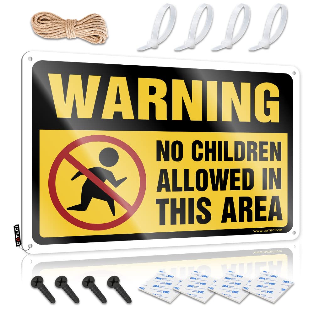Ztbbdnqha Boys One Color Tin Sign Man Cave Decor Warning No Children Allowed In This Area Tin Sign Decorative Bar Signs Tin Metal Sign(30X40cm)