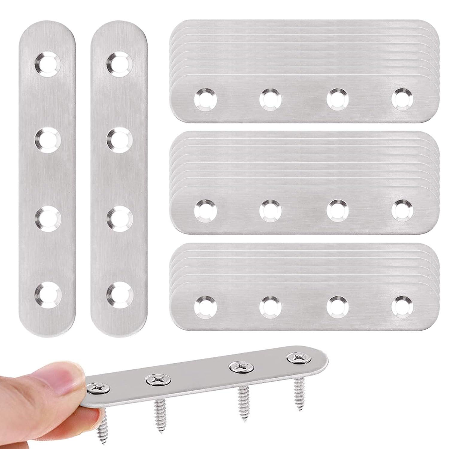 Wopanxye 24pcs Metal Flat Brackets for Wood 16x95mm Heavy Duty Stainless Steel Mending Plates
