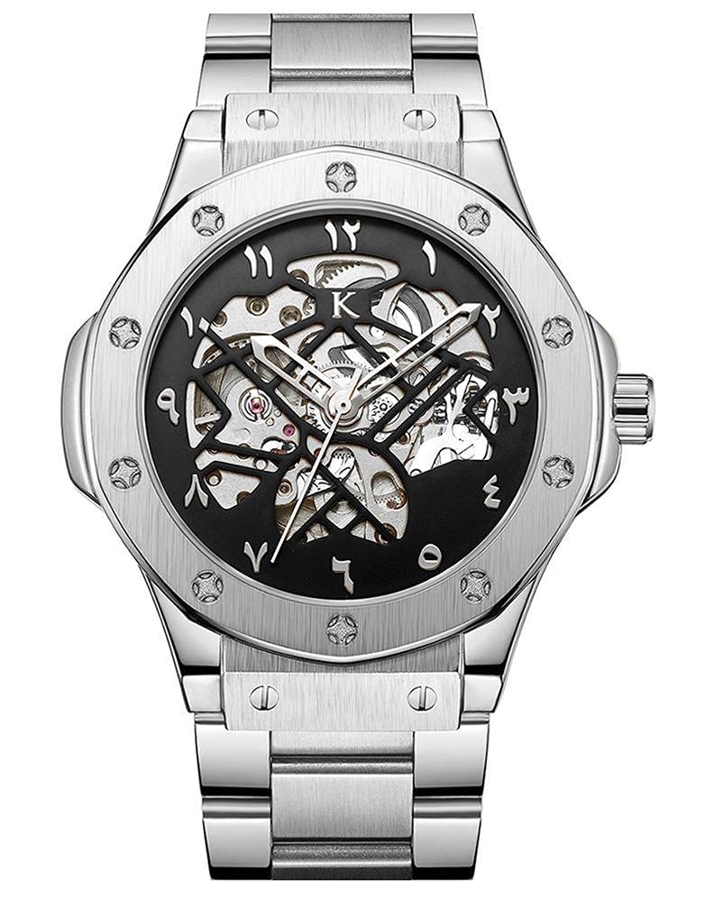 Kredo Mens Dedon Malik Silver Mechanical Automatic Skeleton Analouge Self-Winding Water Resistant Stainless Steel Wrist Watch-KW107 | Silver Strap Round Dial | Designed in Amsterdam (B08WJCLMRJ) Amazon Price History, Amazon Price Tracker