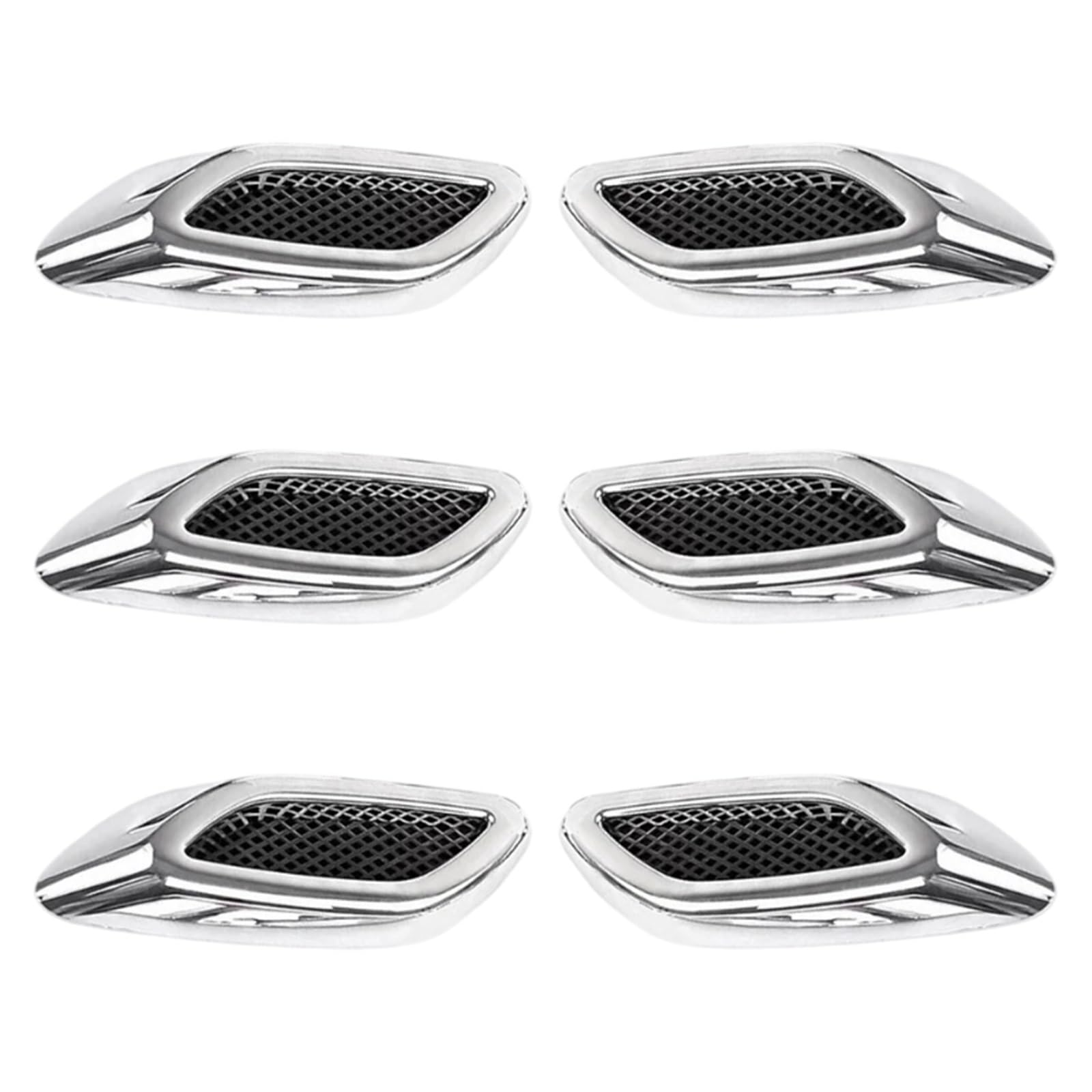 Car Side Wing Trim Car Side Vent Air Flow Fender Fake Vent Sticker Intake Auto Simulation Vents Styling(Silver)