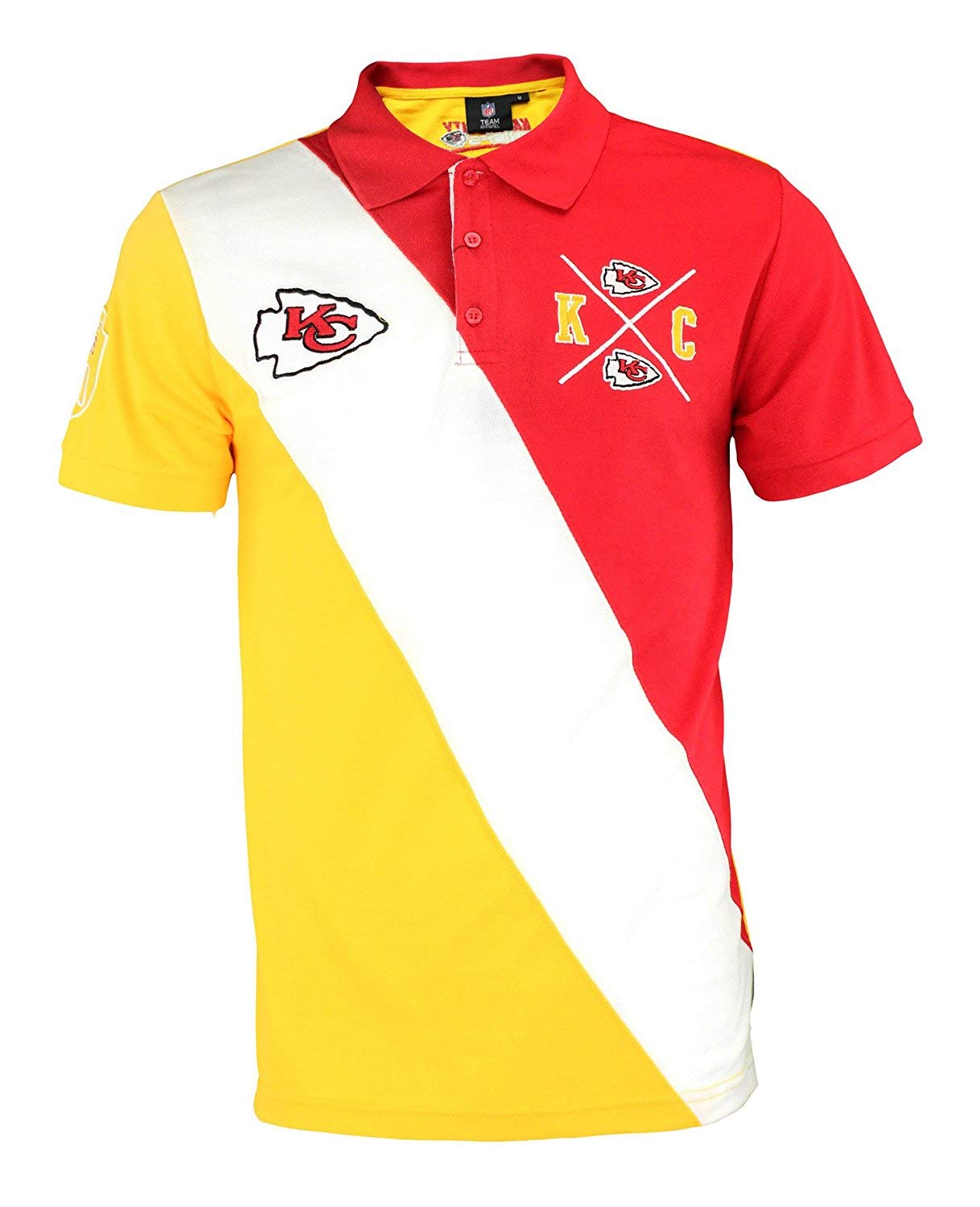 FOCO NFL Football Team Crest and Stripe Men's Polo Shirt