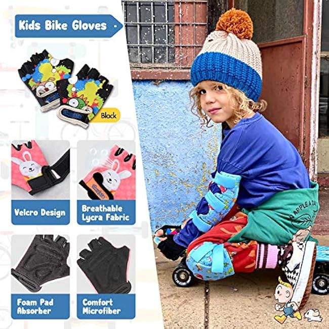 Soft-Style Kids Knee and Elbow Pads with Bike Gloves, Flexible Impact-Resistant Gear for Ages 2-11, Designed for Balance Bikes, Roller-Skating, and Skateboarding