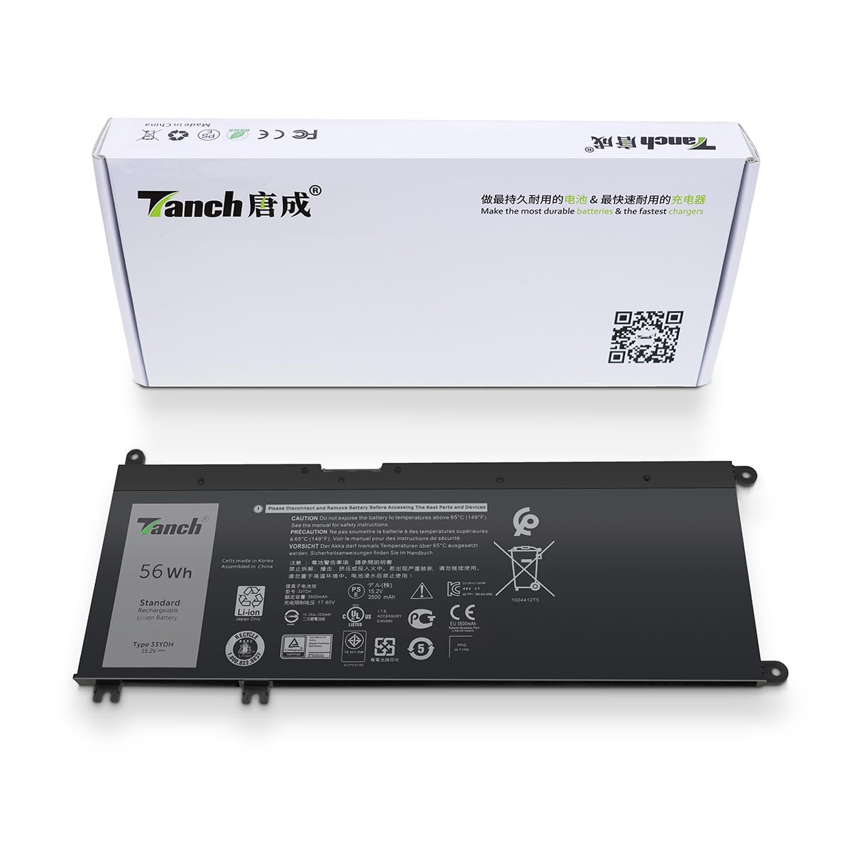 Tanch Genuine Laptop Battery 33YDH P72F P89G PVHT1 99NF2 81PF3 P72F002 P79G W7NKD P75F003 P71F 081PF3 Replace for Dell Latitude 3580 3500 Inspirion 17