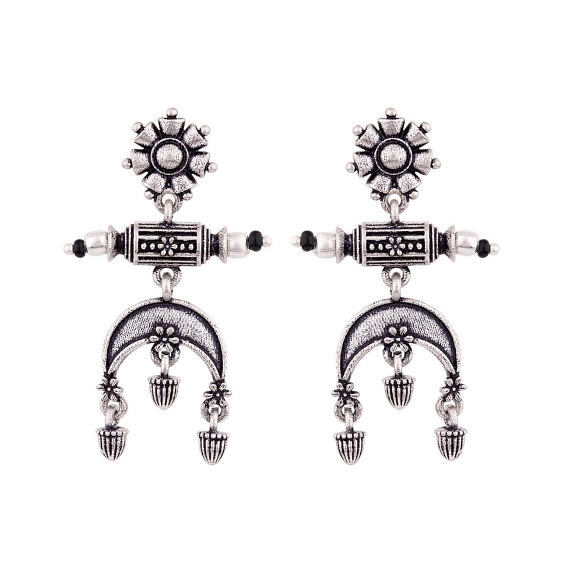 Voylla Oxidised Silver Plating Brass Floral Motifs Dangler Earrings for Women and Girls, Boho/Tribal Style (B07WLLZZ78) Amazon Price History, Amazon Price Tracker