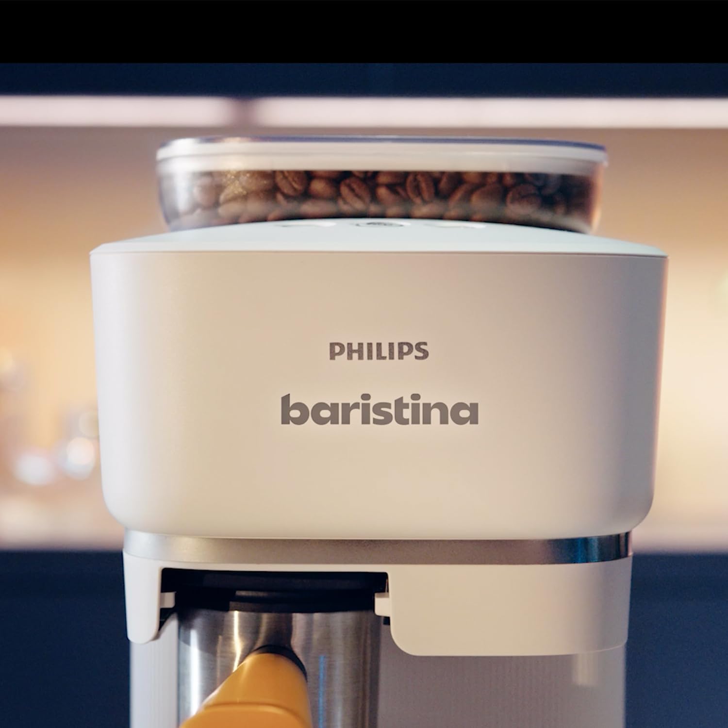 Philips Baristina Espressomaschine - Real Espresso, made simple. Kompakte Kaffeemaschine, Naturweiß mit naturweißem Siebträger, 16-bar-Pumpendruck, automatisches Mahlwerk, Cafe Crema (BAR300/00)