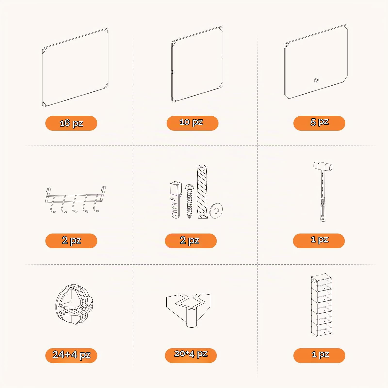 HOOBRO Scarpiera, Scaffale Portascarpe a 5 Scomparti, con Sportello, Scaffale Componibile in Plastica, Scaffale Portaoggetti Modulare, per Ingresso, Corridoio, Armadio, Bianco e Trasparente EWW11SC01
