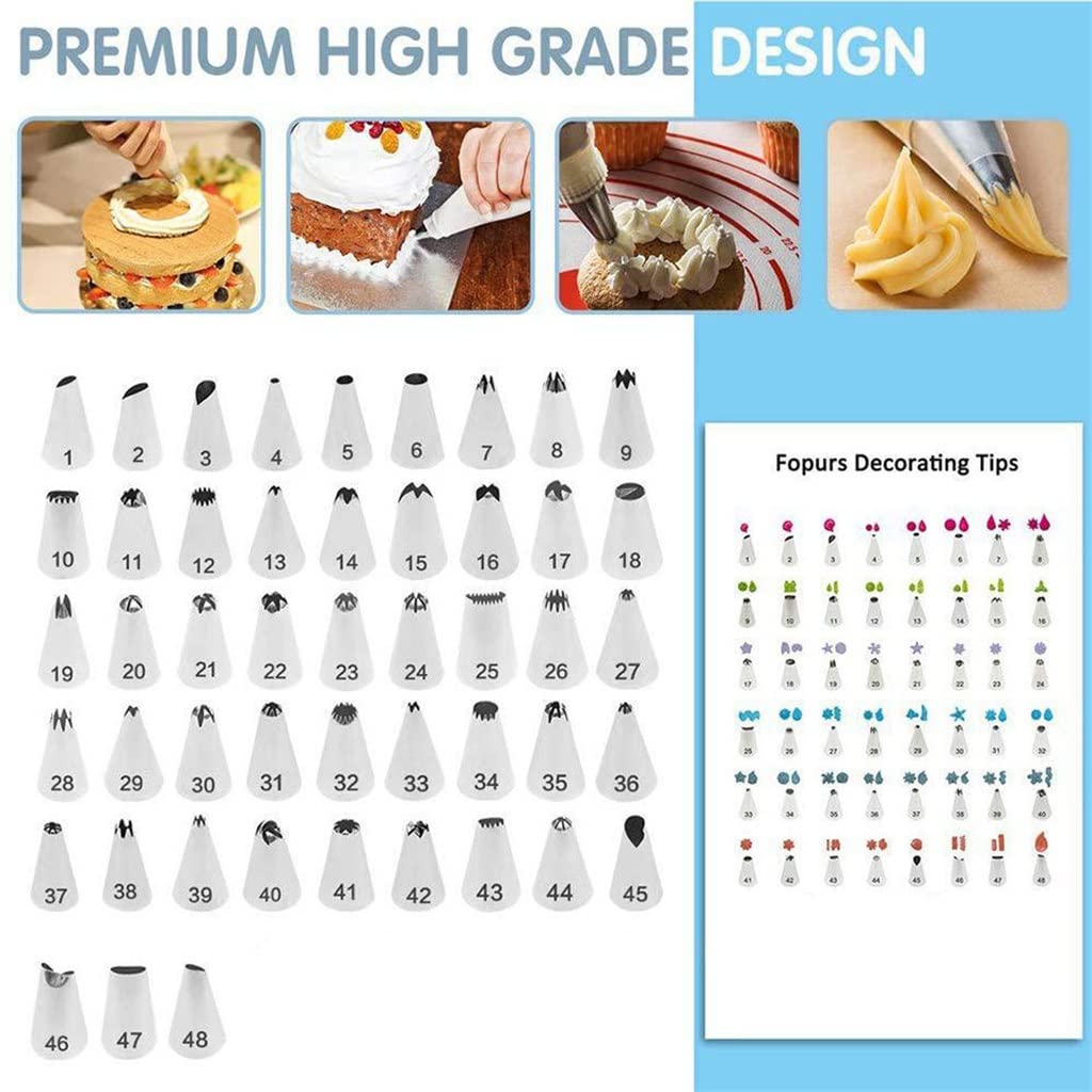 Kit de decoración de Pasteles de 69 Piezas con Base giratoria, boquillas para Decorar, alisador de glaseado y Juego para Hornear.