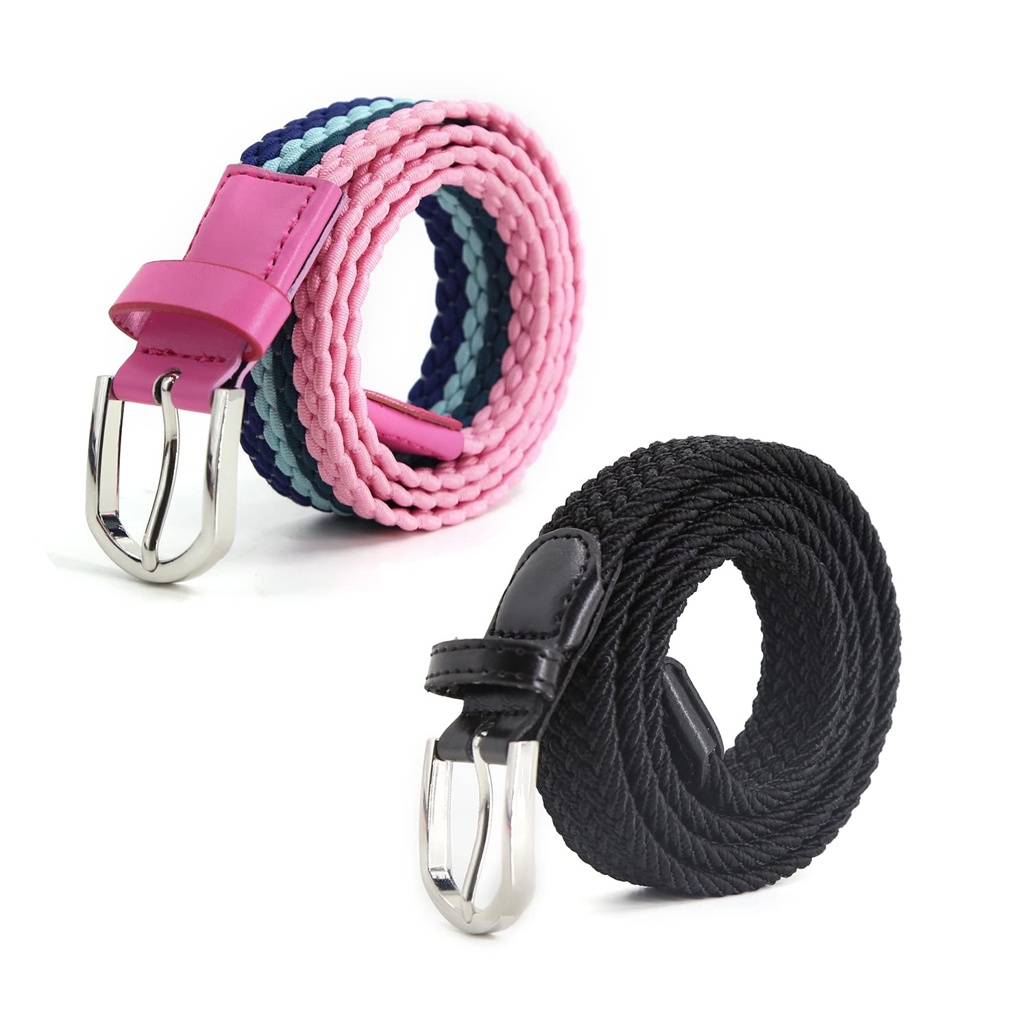 AnJuHoPa Stretchgürtel geflochtener elastischer haltbarer Gürtel Nickelfreie Schnalle Stoffgürtel aus Öko-geprüftem Material Unisex Gürtel