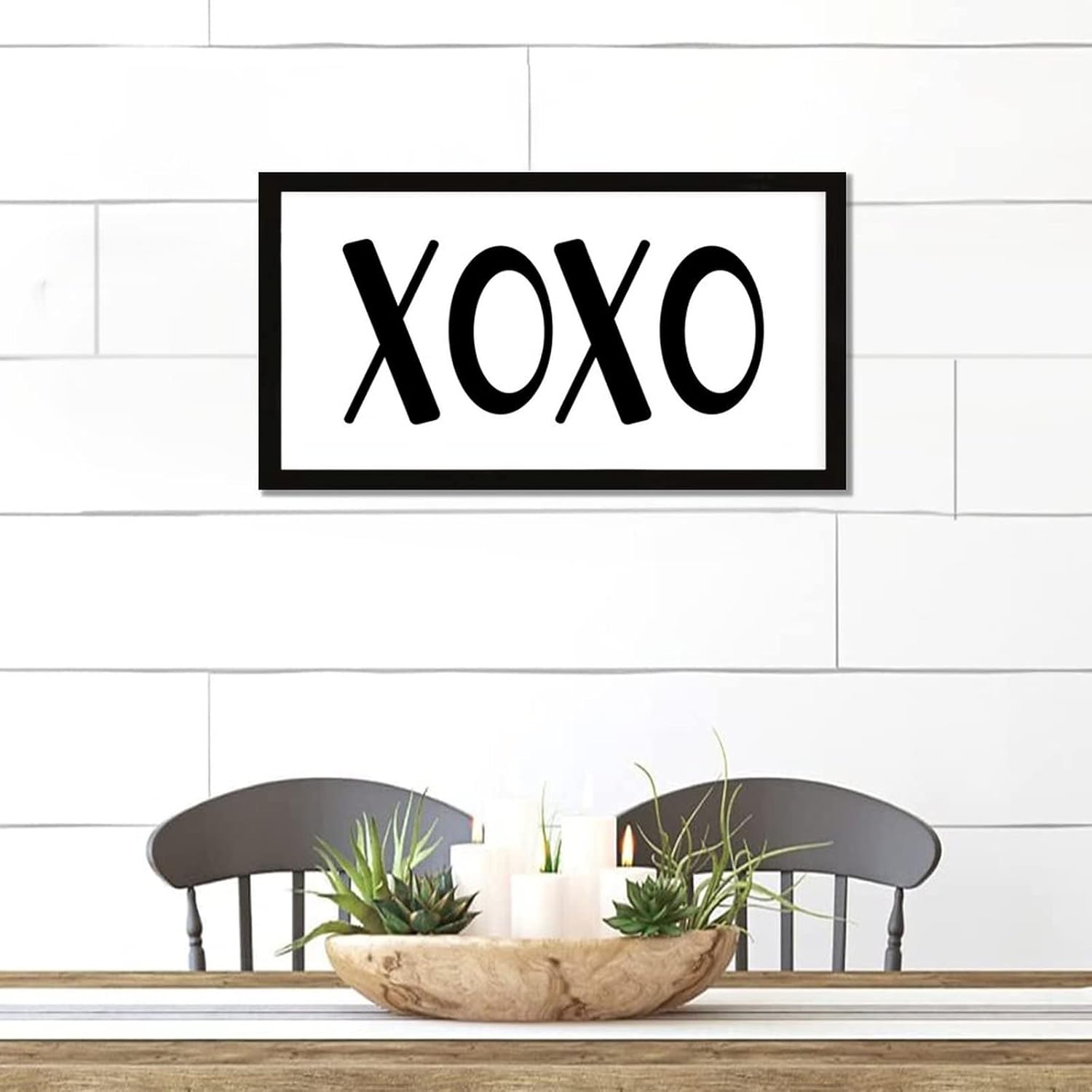 Bible Verse Wooden Signs Life Positive Quote Valentine's Day Theme Xoxo Black Frame Wooden Plaque Valentine's Day Gift for Laundry Room Cafe Bar Farmhouse Porch Garden Yard Cottage Wall Decor 12x22in