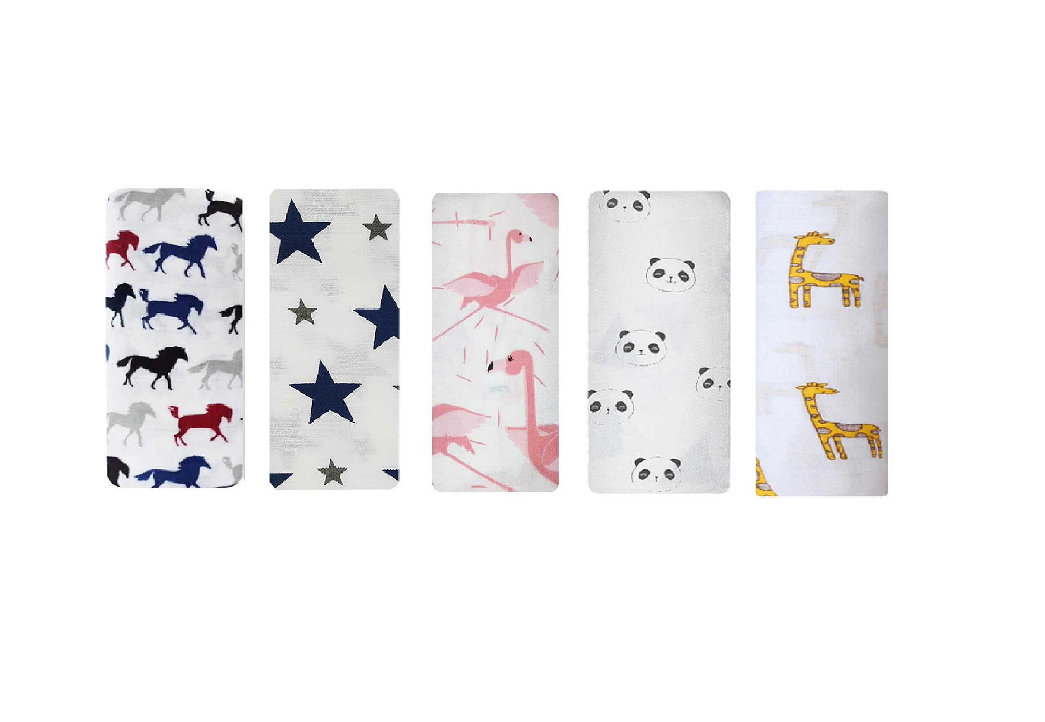 linenaffairs Muslin Baby Swaddle Set, Printed Muslin Swaddle Wrap for New Born Baby Pack of 3 Baby Bath Towel, Pack of 5 - Pack of 5_120X100- Finding Memoo