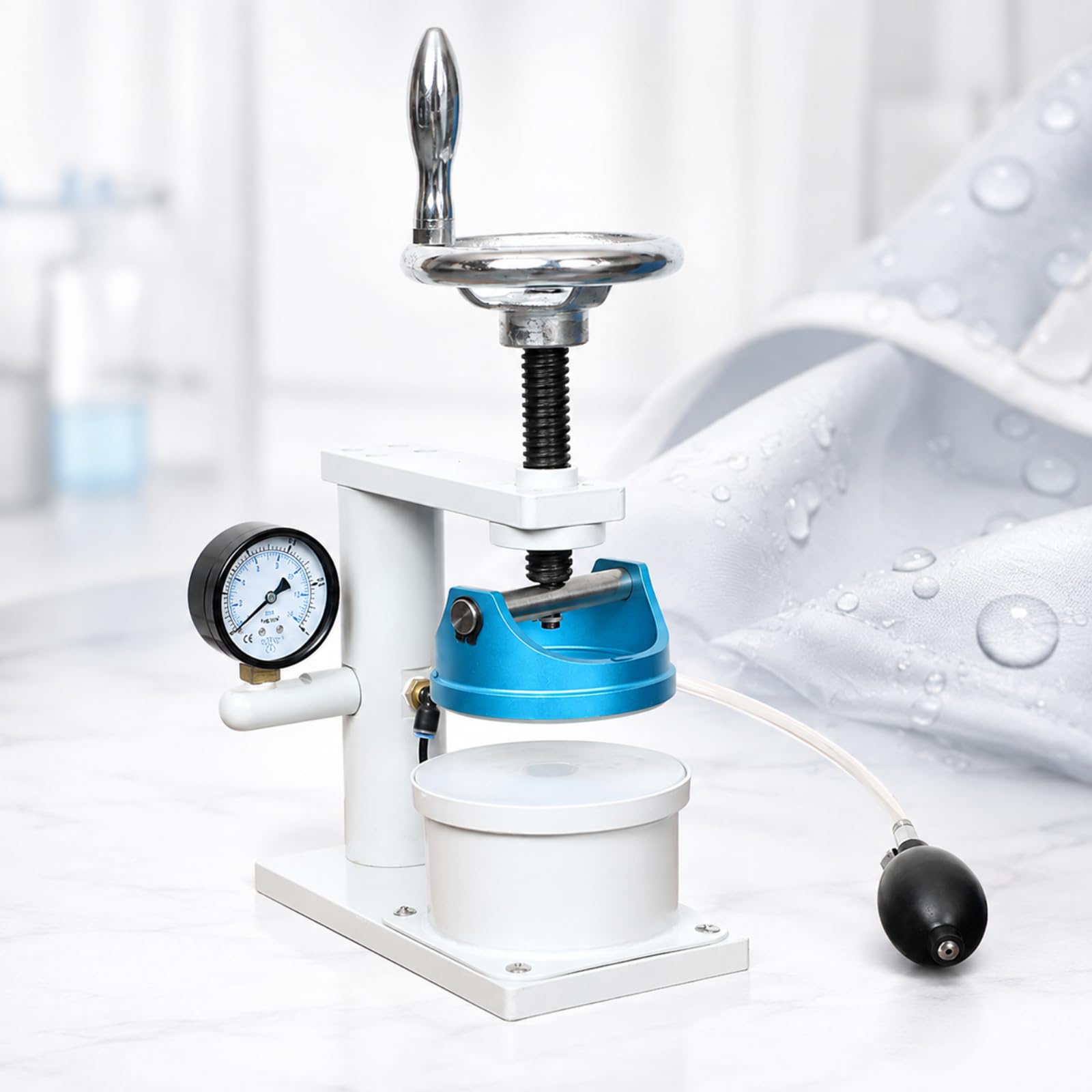 Hydrostatyczny tester ciśnienia do tekstyliów, wodoszczelna tkanina tekstylna, zakres ciśnienia 0,01 – 0,1 MPa, obszar roboczy 78,5 cm², do torebek plastikowych, ubrań, namiotów, płaszczy