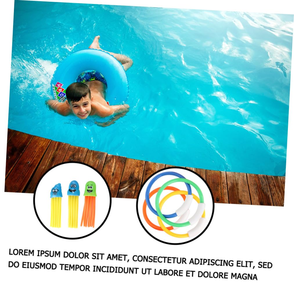 iplusmile Jeu de Jouets de Plongée pour Garçon et Filles, Ensemble de 21 Pièces Bâtons et Anneaux de Plongée, Plastique Sûr et Solide, Couleurs Aléatoires, Piscine et Couleur Aléatoire
