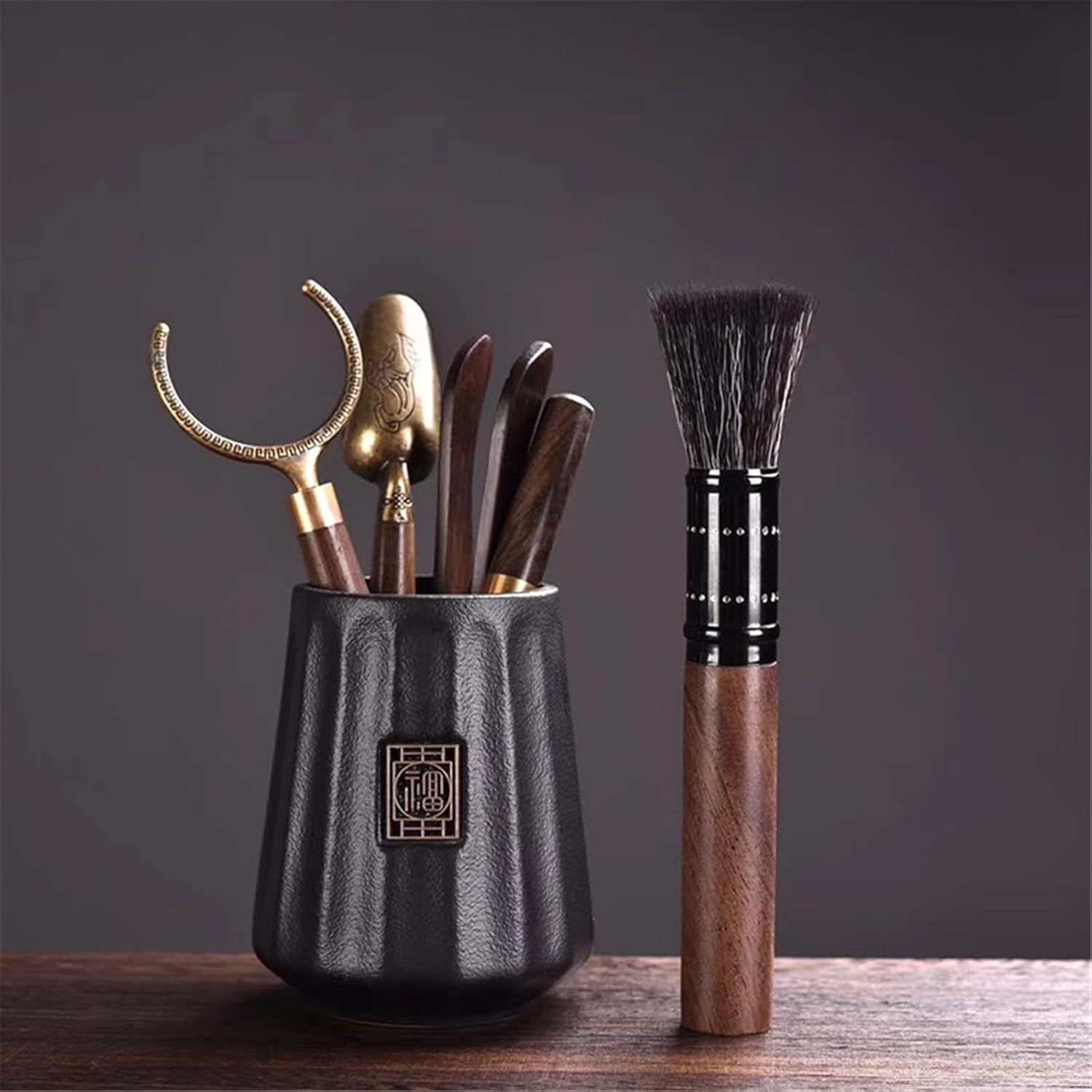 Black sandalwood tea ceremony kung fu tea set accessories tea making tools tea clip spoon knife pen-Color3