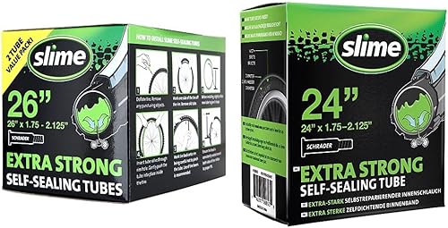 Slime Tubos interiores de bicicleta con sellador de pinchazos Slime y tubo de bicicleta Slime de 24 pulgadas con sellador de pinchazos Slime