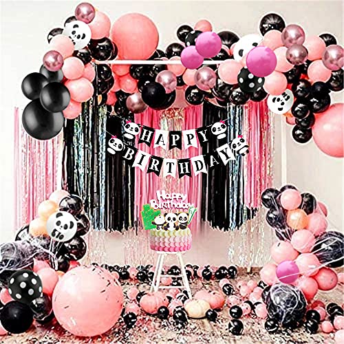 Laventy 28 Pcs Panda Birthday Decoration For Girl Panda Birthday Balloon Panda Birthday Party Supplies For Girl Panda Cake Decoration Panda Birthday Banner For Girl #TOP2