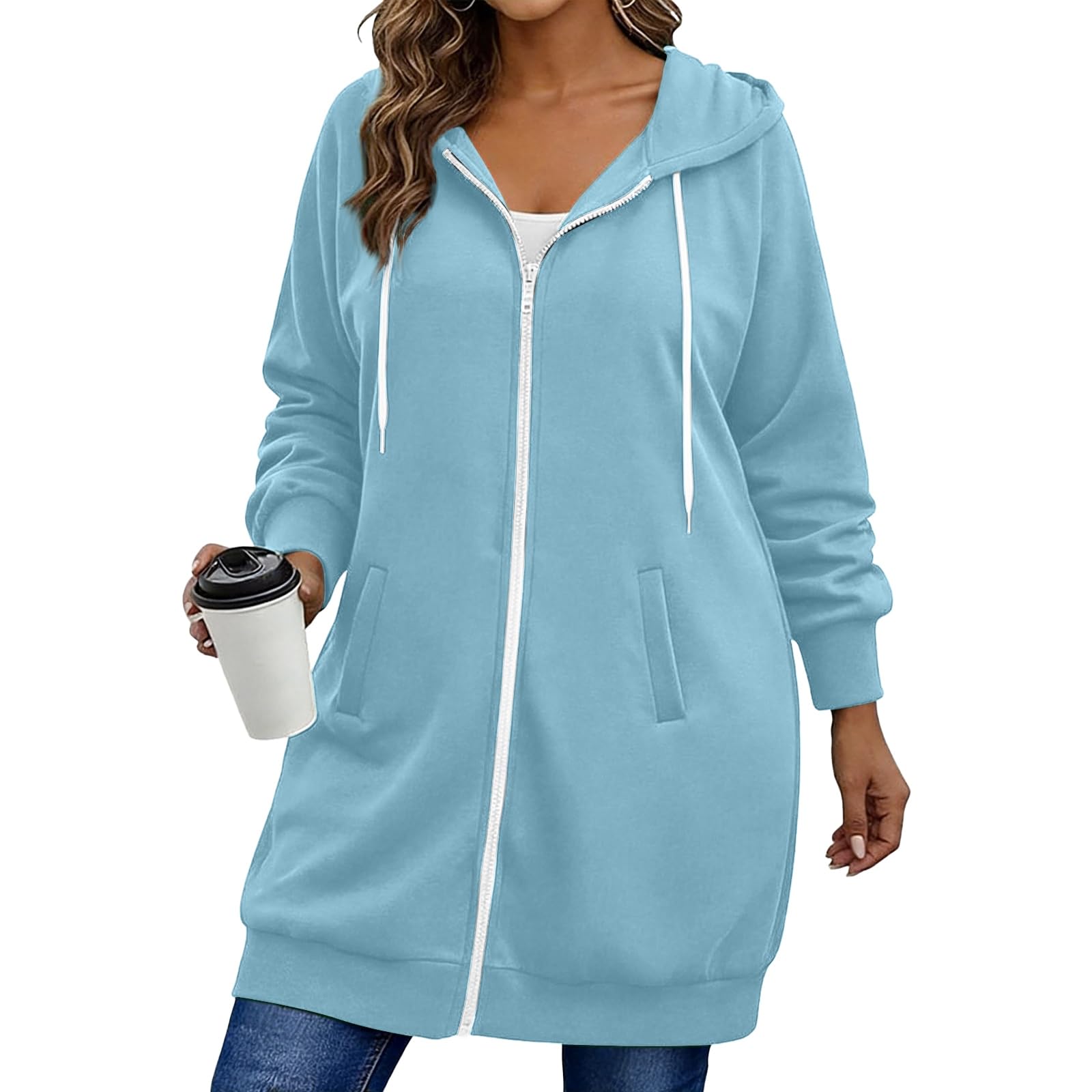 Kapuzenjacke Damen Oversize Sweatjacke Damen Lang Mit Kapuze Mantel