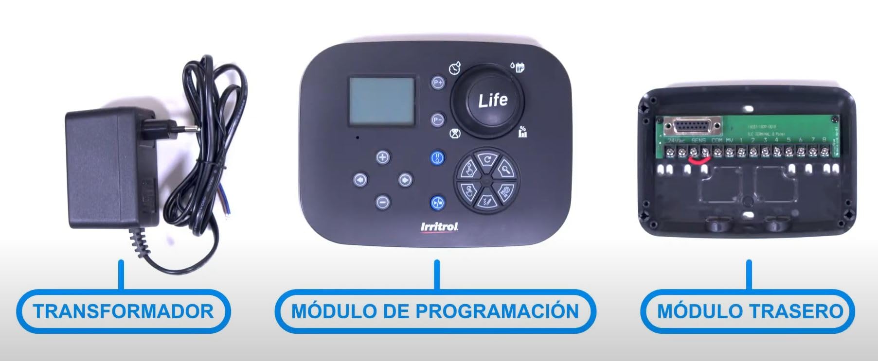 Suinga Programador de riego eléctrico 220V Life 4 Estaciones | Uso con Electroválvulas de 24V de Cualquier Marca