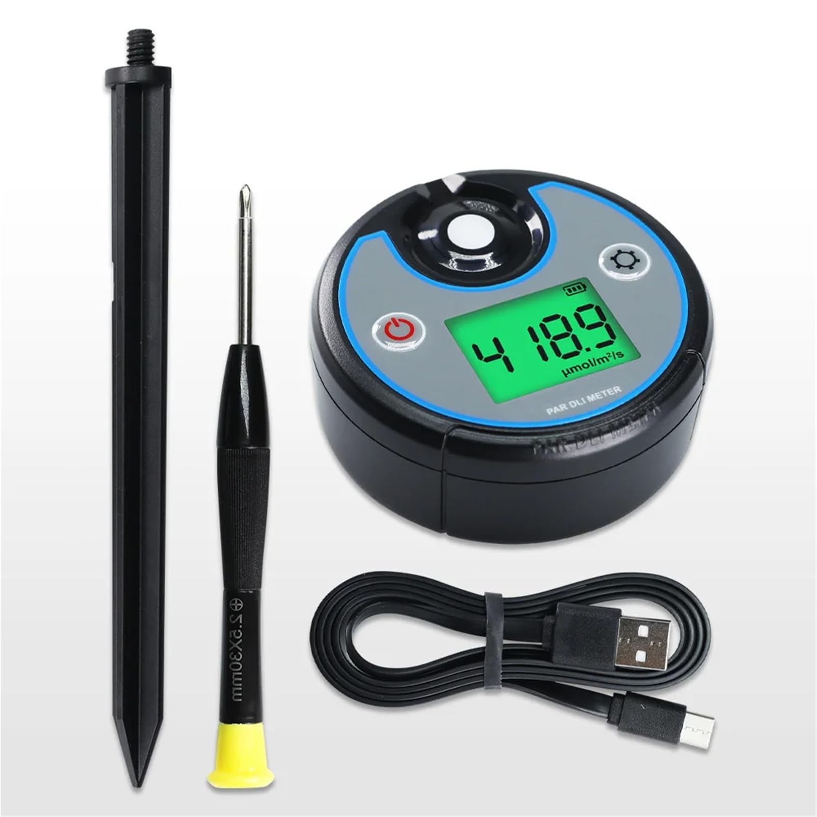 Medidor Digital PAR DLI PPFD registrador de datos probador luz 400-700nm fotosintético IP65 impermeable jardinería invernadero, Intensidad precisa