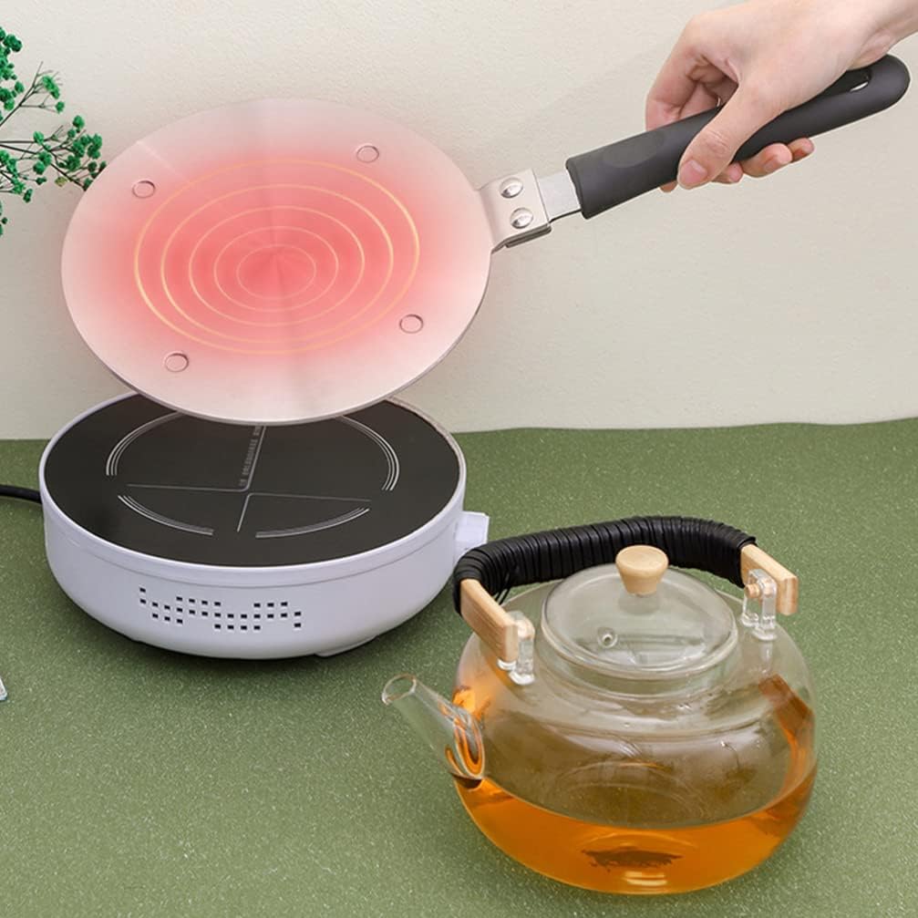 Kichvoe 1set Heat Diffuser Plate with Handle Induction Adapter for Electric Cookers for Even Heat Distribution Convenient Kitchen Cooking Tool