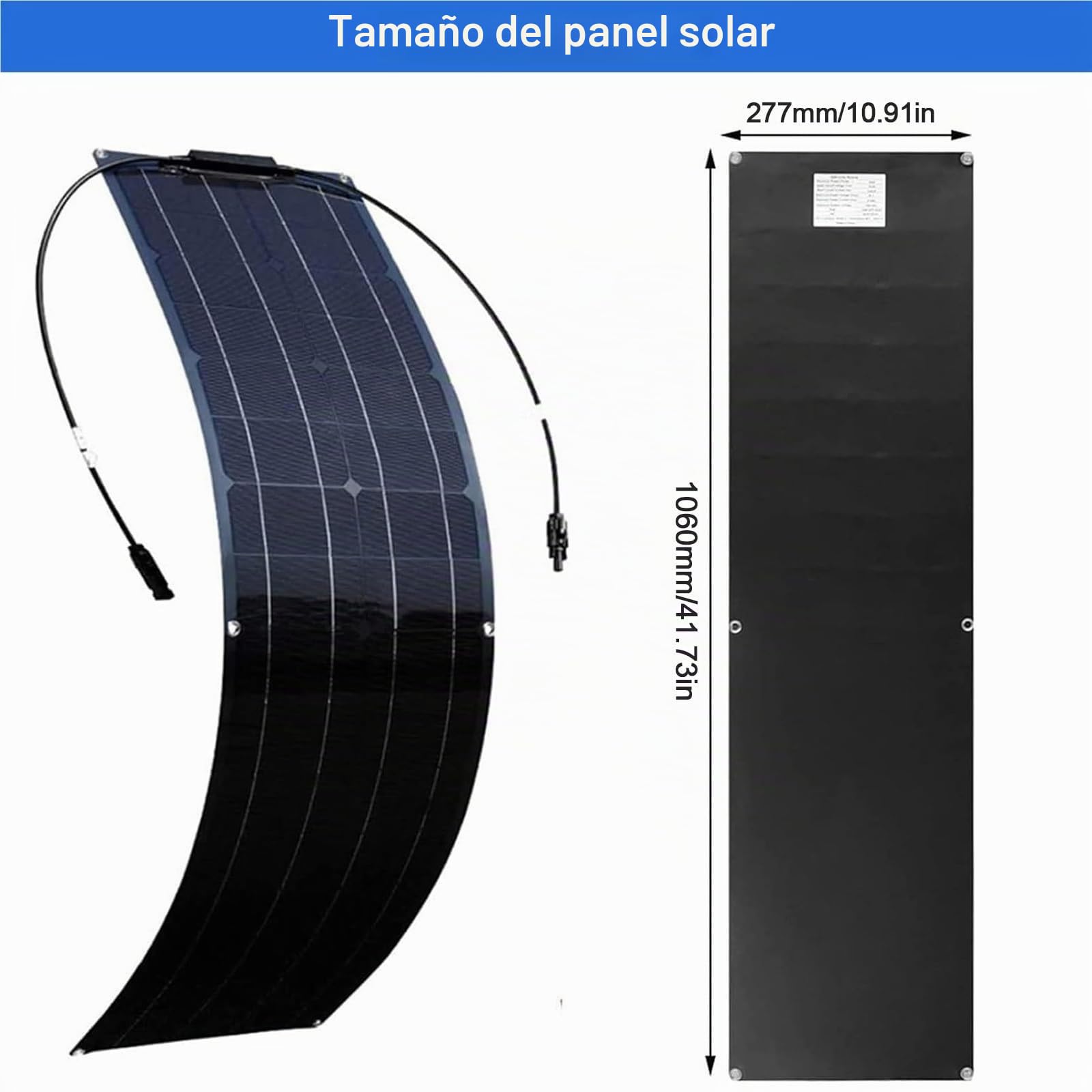 Placa Solar Flexible 400W 600W 800W 1200W Panel Solar Monocristalino Fotovoltaico Impermeable para Autocaravana Caravana Barcos Techos Casa Remolques Cargar Bateria(400W)