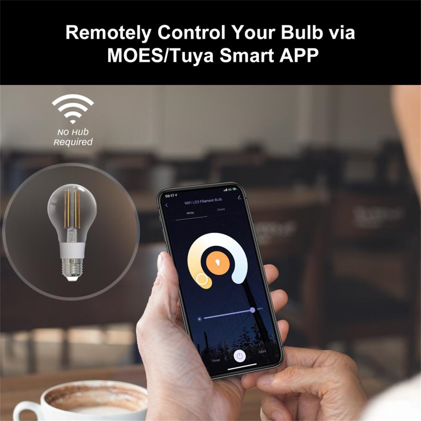 Bombilla LED, Tuya Wifi E27 7W Bombilla De Filamento Inteligente Lámpara De Luz LED Iluminación Regulable Vida Inteligente Alexa Control De Voz 2700K-6500K,2 pcs