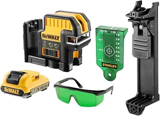 Cross Laser + 5 Points - XR 12V 2 Ah - Green Beam - Magnetic Base - +/- 3mm per 10m - Thread 1/4" and 5/8" - 1 battery - TSTAK box - DCE0825D1G-QW Black/Yellow