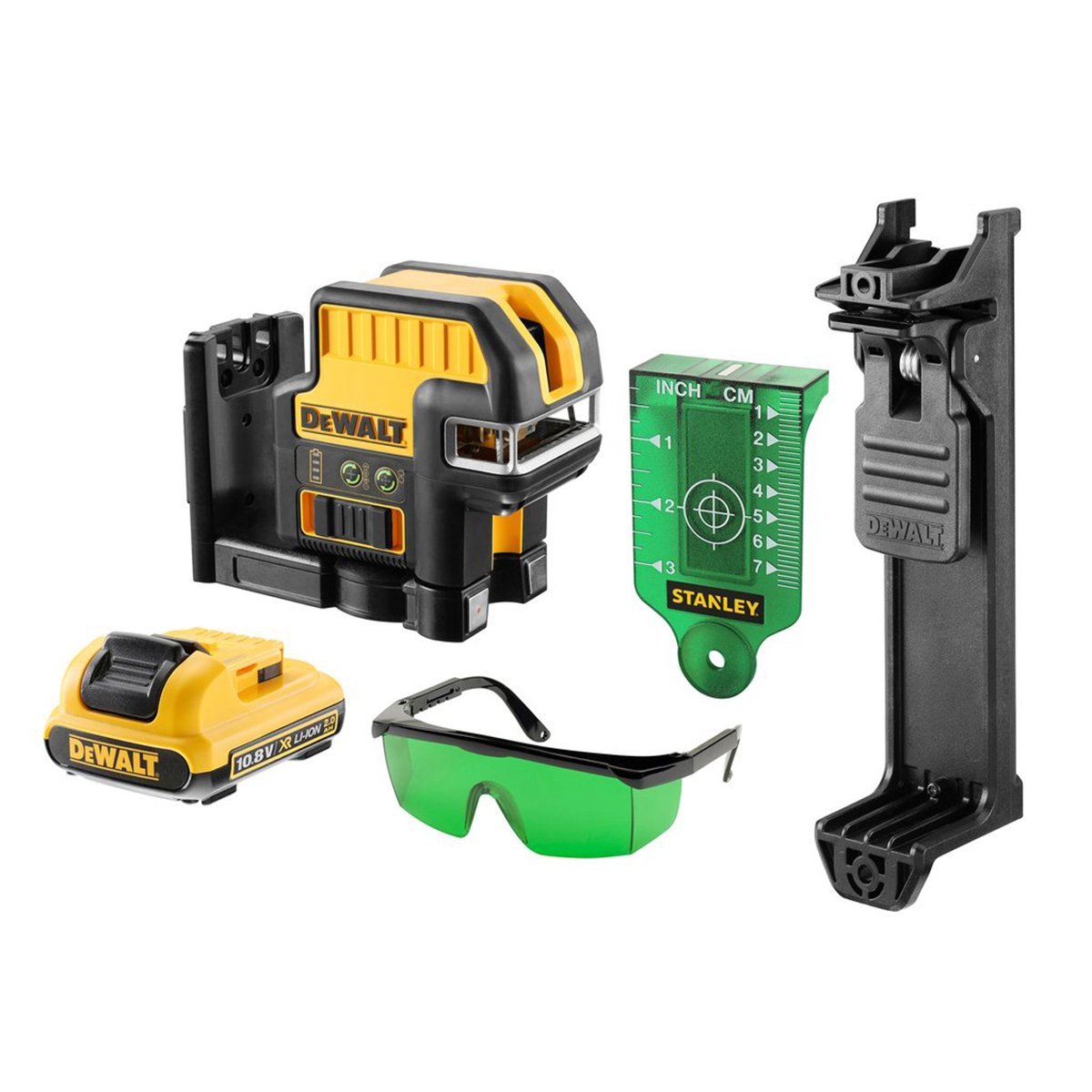 DeWalt DCE0825D1G-QW A 5 Linee Laser, Verde, 10.8 V, Nero