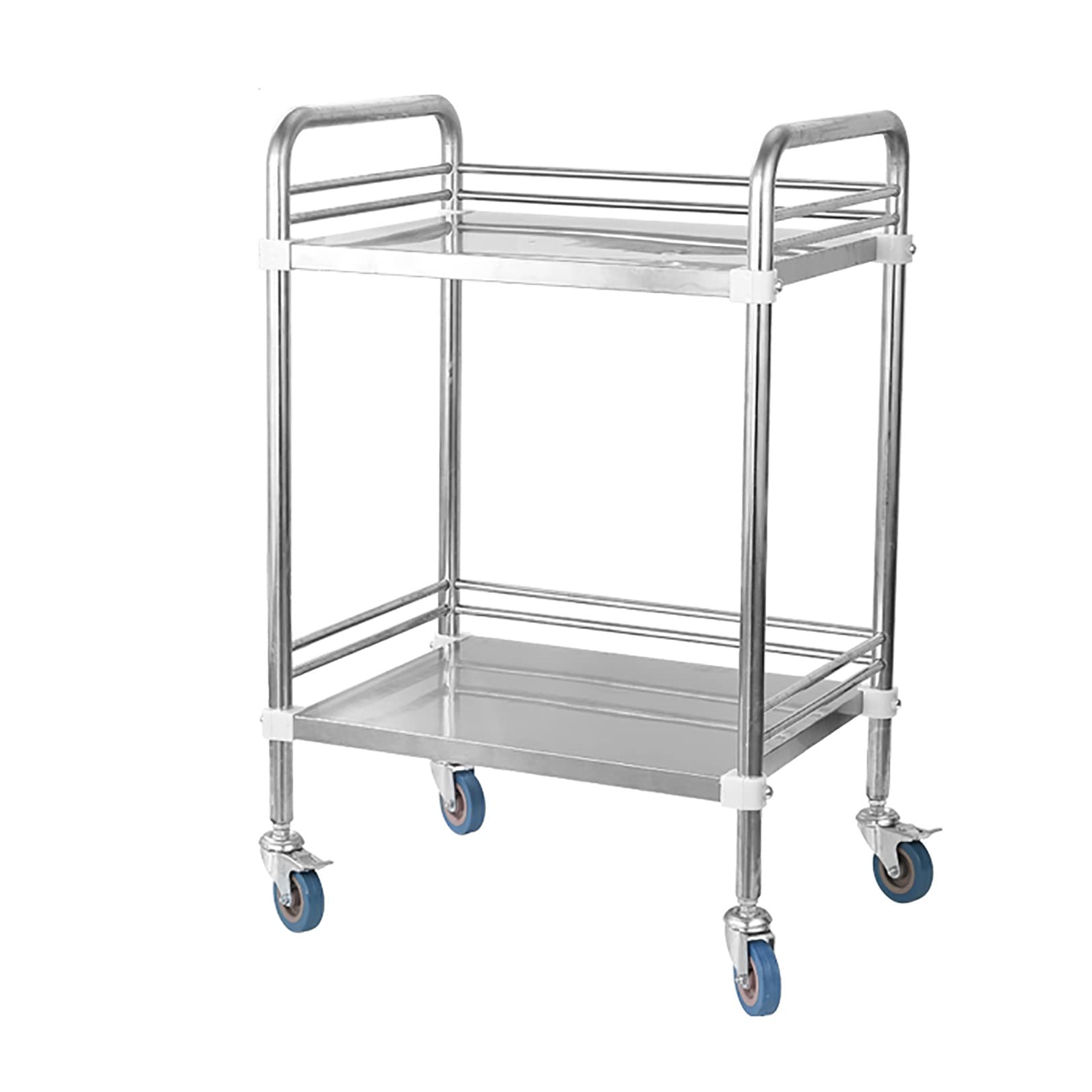 YNIYUJKL Medical Trolley Cart, Stainless Steel Dental Lab Instrument Trolley, 2/3 Layers Portable Serving Cart On Wheels For Hospital Equipment,size_name-2 Layer-80x48x86cm