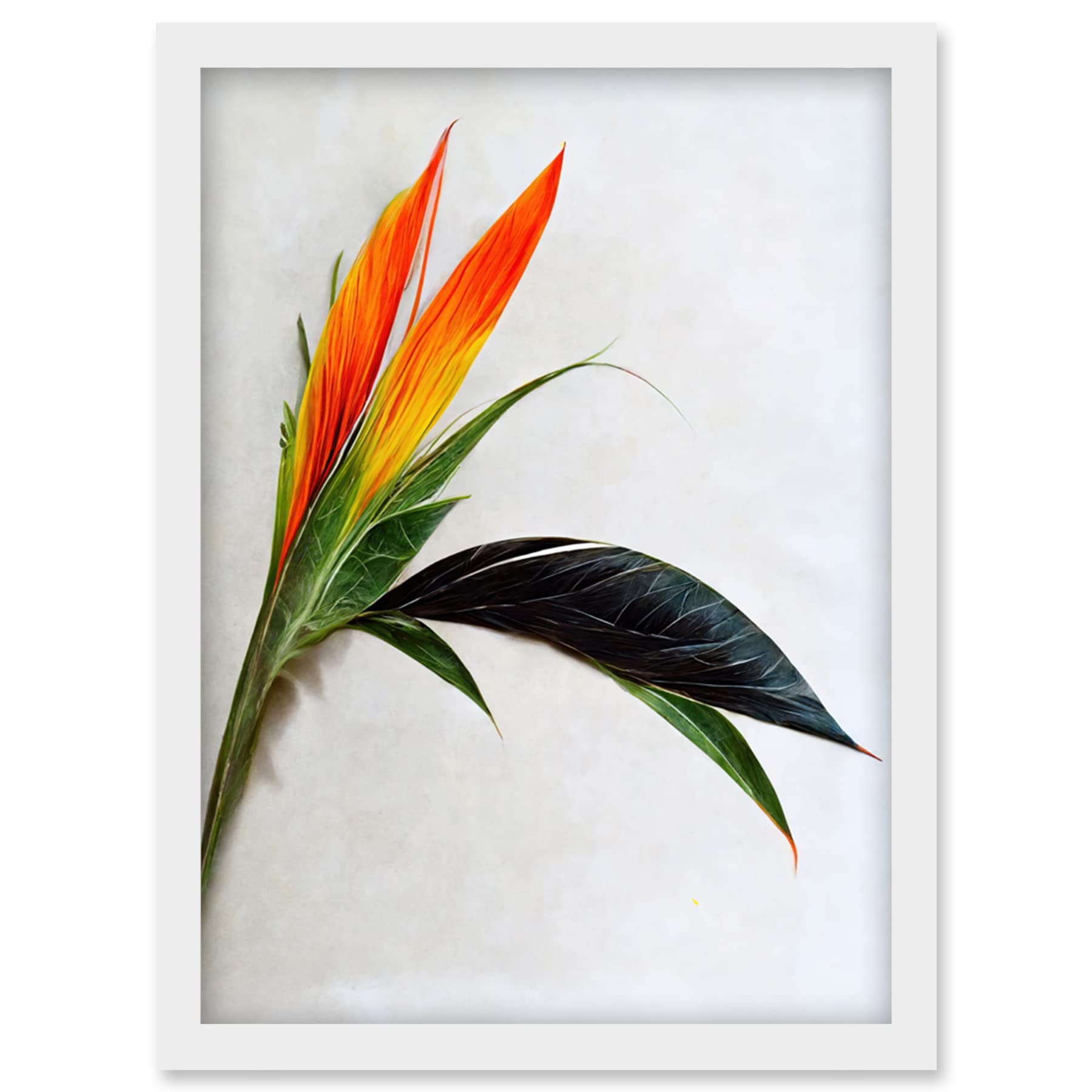 Wee Blue Coo Tropical Plant Bird of Paradise Flower Botanical Bloom Artwork Framed Wall Art Print A4