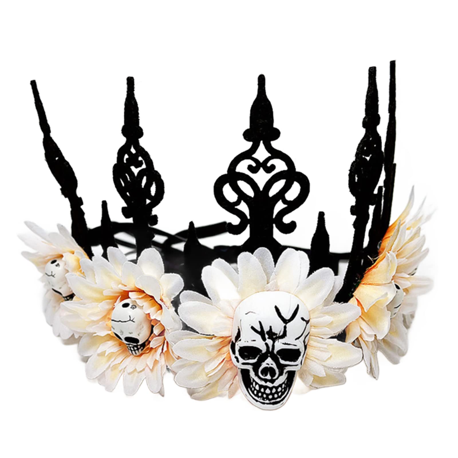 Crown Wreath Baroque-Headband for Halloween Gothic-Bridal Sunflower Crownpiece Women Elegant Festival Headdress Floral Wreath Floral Head