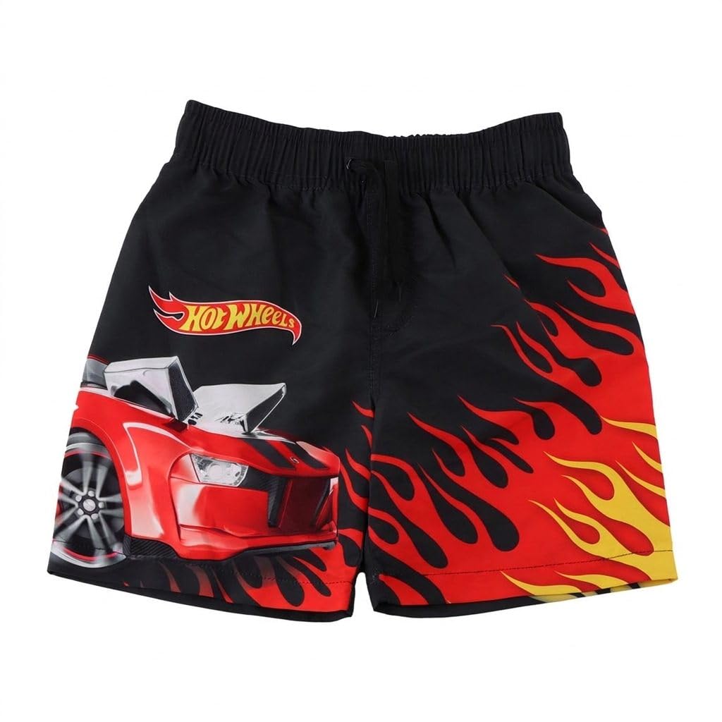 Hot Wheels Bermuda Badehose für Kinder – Strand- und Pooltaugliche, schnelltrocknende und chlorbeständige Badehose mit verstellbarem Kordelzug und Taschen