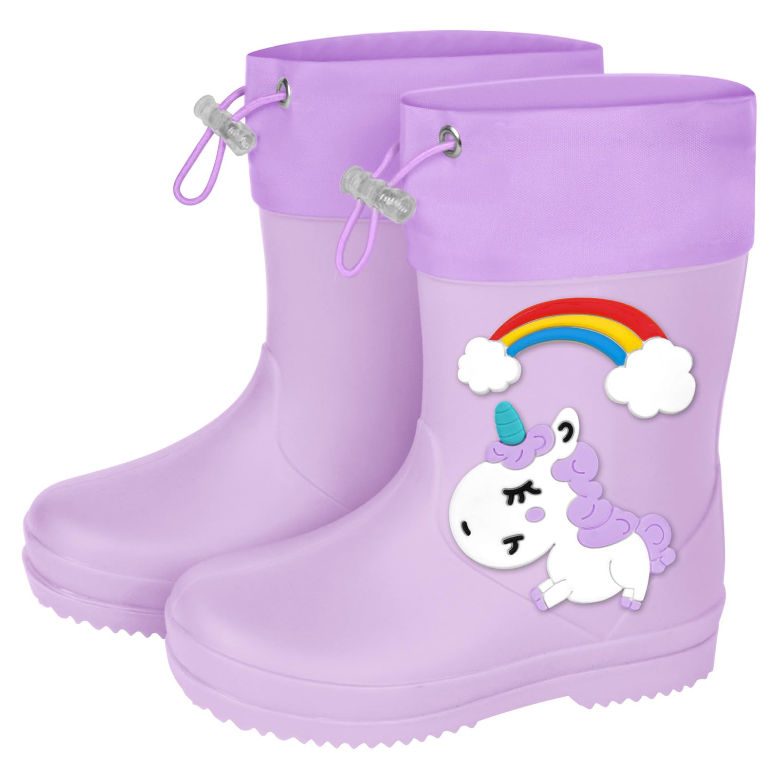 Aomig Stivaletti Pioggia Bambino, Stivali Di Gomma Con Coulisse per Bambini Unisex, Scarpe da Pioggia Antiscivolo Impermeabili Ragazzo e Ragazza