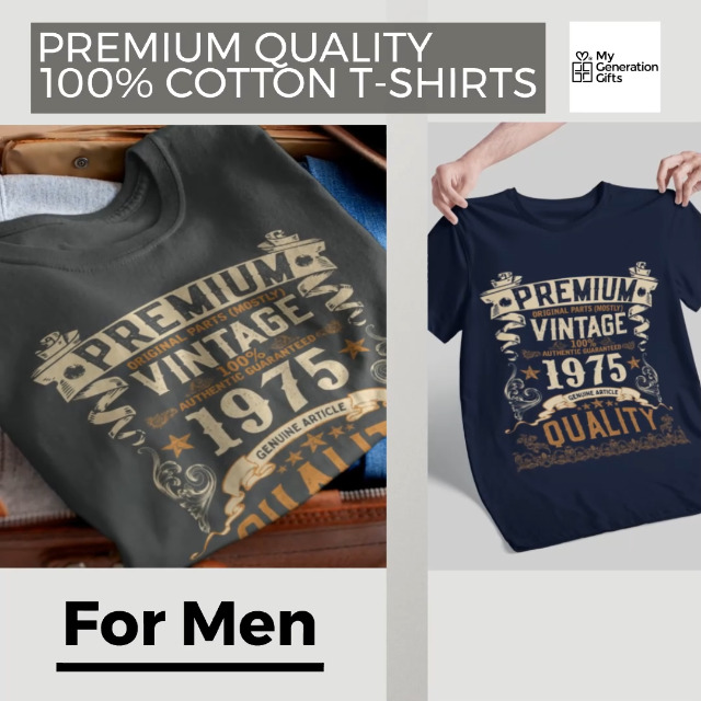 50th Birthday Shirt For Men - 'Vintage 1975 Aged To Perfection' Custom T-Shirt Gift - View #2