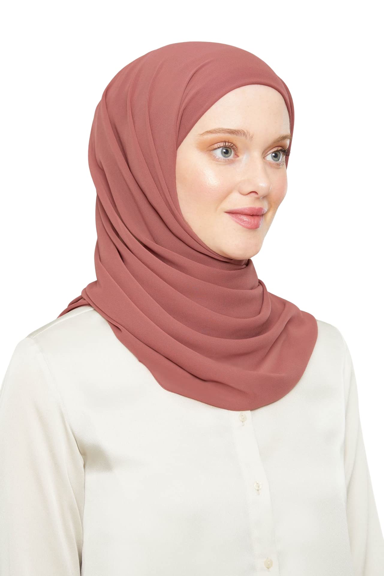 Ready To Go Instant Hijab for Ladies Girls Women Turkey Premium Quality Chiffon Scarf (Dark Dusky Pink)