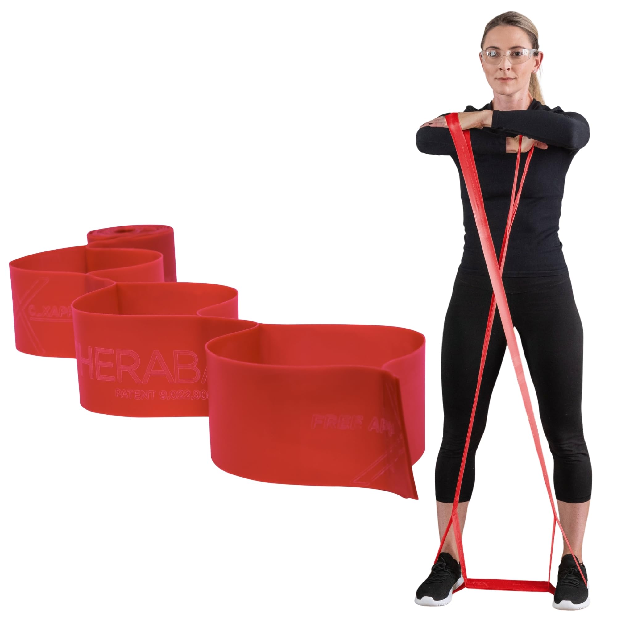TheraBand Non-Latex CLX Consecutive Resistance Band Loops, Individual 5 Foot Pre-Cut, 9 Loops, Red, Medium, Beginner Level 3-image-9