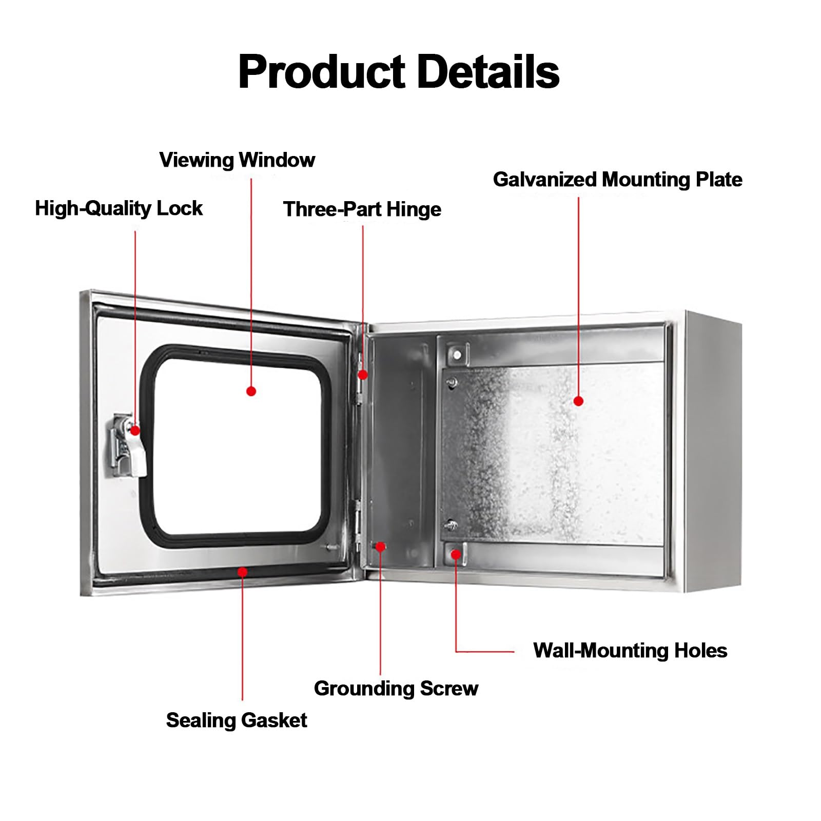Caja Cuadro Electrico Inoxidable 304, Caja Estanca Exterior IP65 con Ventana Visible, Armario Electrico con Cerradura para Placa de Montaje | 50x70x25cm/20x28x10in