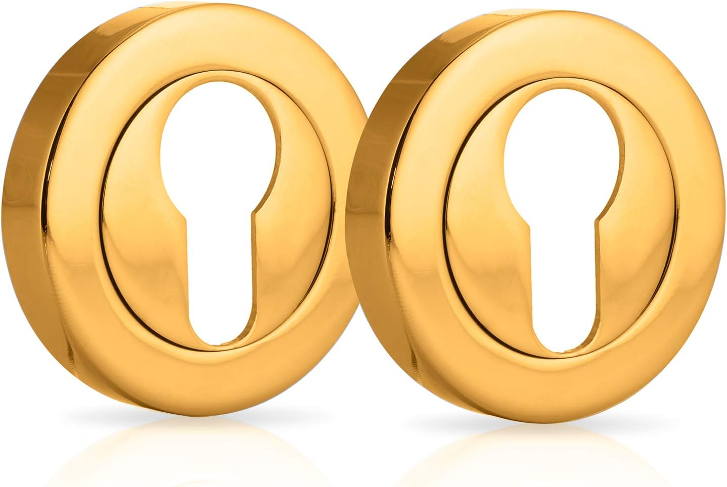 XFORT® 2 Pack Euro Escutcheons Polished Brass, Escutcheon Keyhole Cover