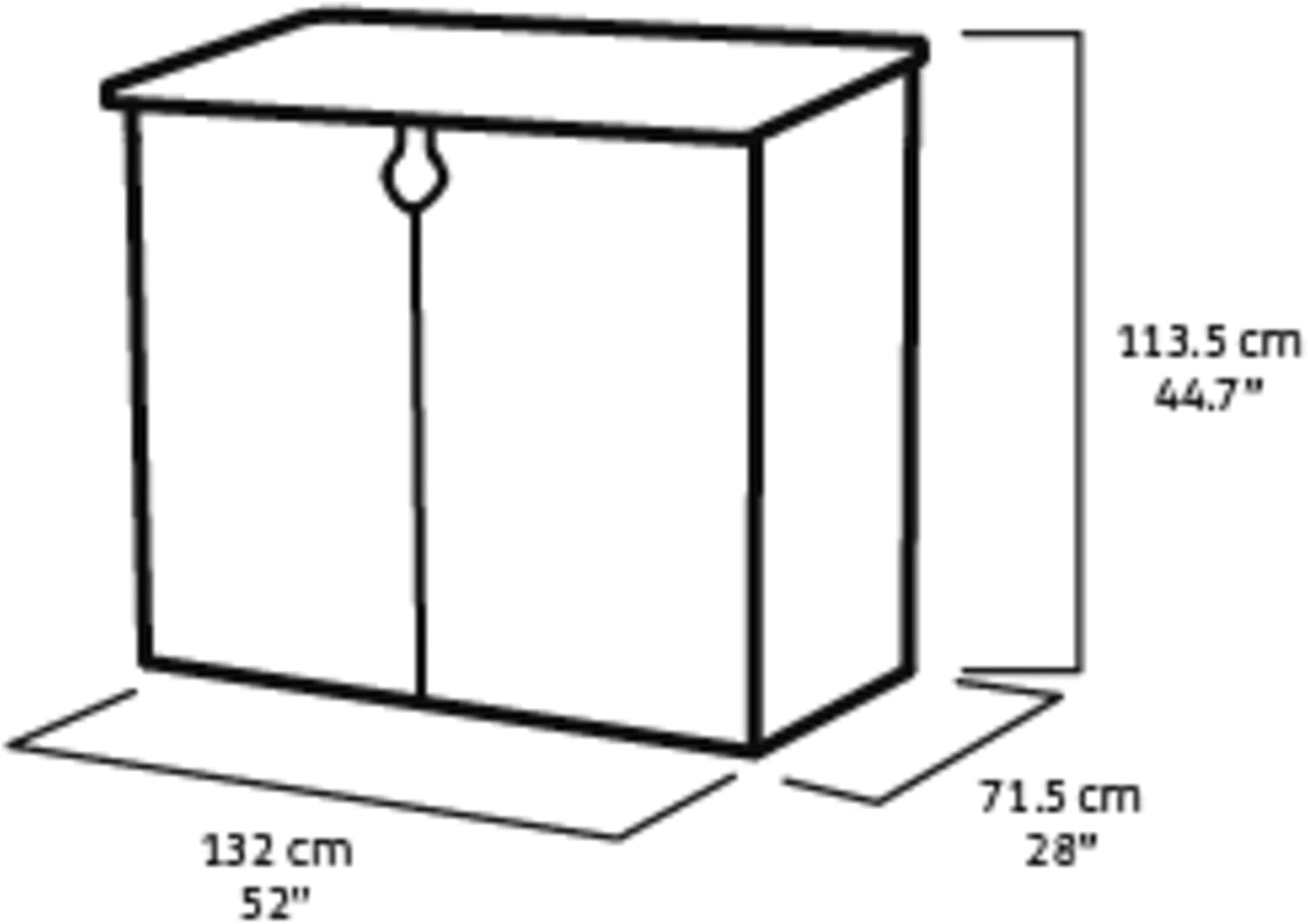 Schemat wymiarów szopy Keter