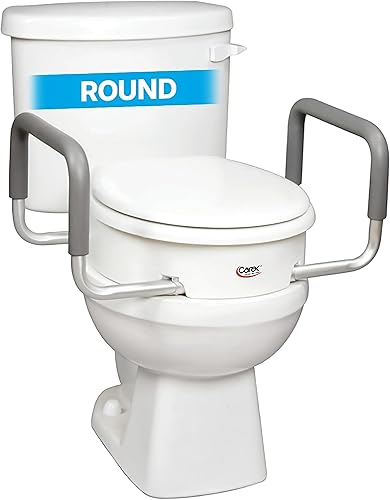 Asiento elevador de inodoros de Carex Health Brands con asas para inodoros redondos estándares