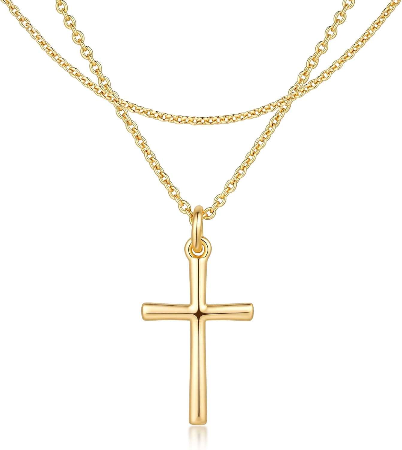 GIORGIA GIBBS Cross Necklace for Women 14K Gold Cross Necklace for Women Gold Crosses Chain Pendant Necklaces for Womens Simple Beauty with Clean Lines Crosses Chain Pendant for Womens Necklaces 17+2 inch