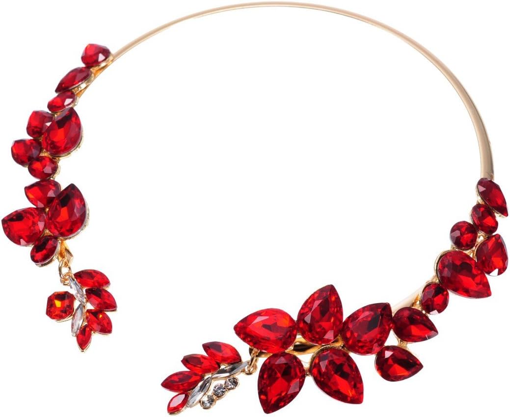 Jerollin Women Fashion Torque Necklaces Statement Necklets Glass Cluster Statement Chain Bib Bead Crystal Collar Choker