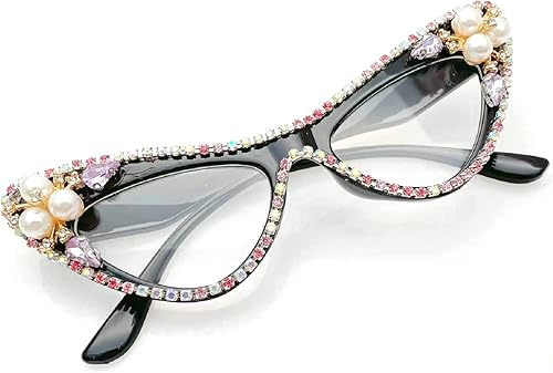 Gafas de lectura con cristales de ojo de gato vintage para mujer, marcos de gafas de diamantes de imitación, antiluz azul, lector de moda