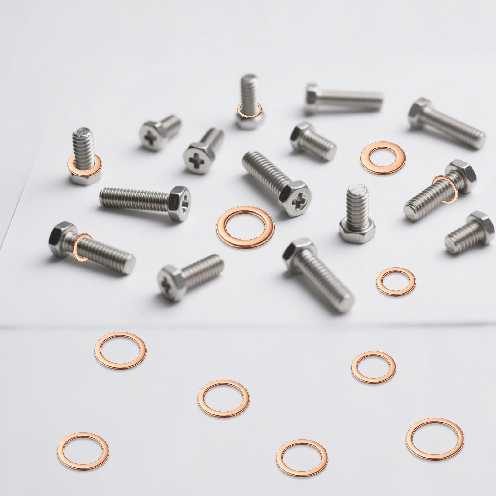 set di 150 Rondelle Alzaporta, Rondelle Rondella Piatta Tappo Olio Motore, Metallo O'Ring Guarnizioni Idrauliche Piane, Scarico Rondelle Piatte Alta Rame Tenuta per Tappi