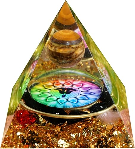 Miniatura 3 de Pirámide de orgonita para energía positiva, orgón de chakra con piedras curativas de cristal, atrae riqueza sabiduría, regalo de meditación (negro y