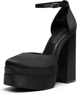 DREAM PAIRS Women's High Chunky Platform Block Heels with Square Toe and Ankle Strap