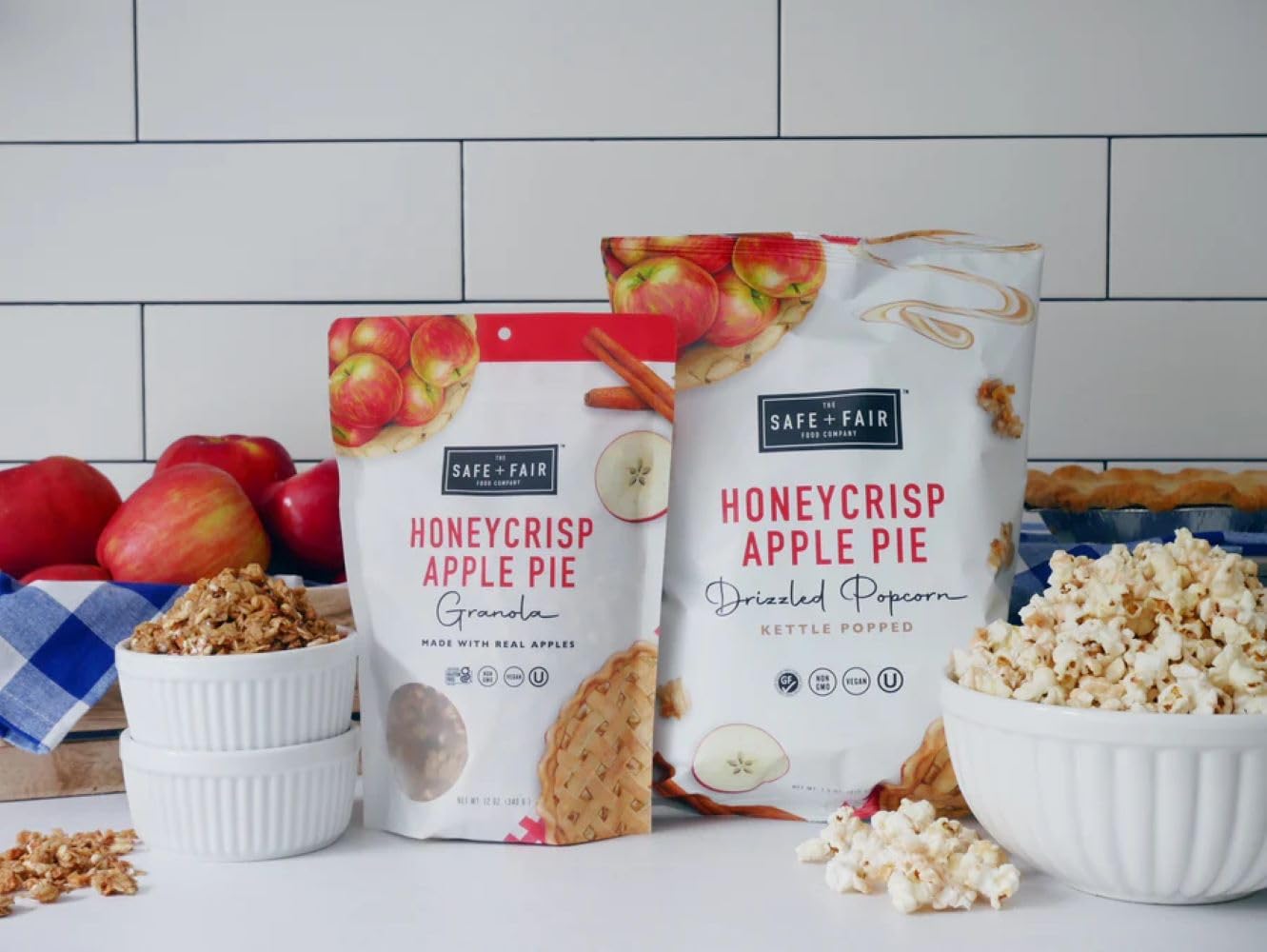Safe + Fair Honeycrisp Apple Pie Granola - Glutenfrei, Milchfrei und Vegan Frühstück, Snack oder Dessert - Frei von Top 9 Allergenen, Transfett und künstlichen Zutaten - GVO, 340 ml, 6 Stück