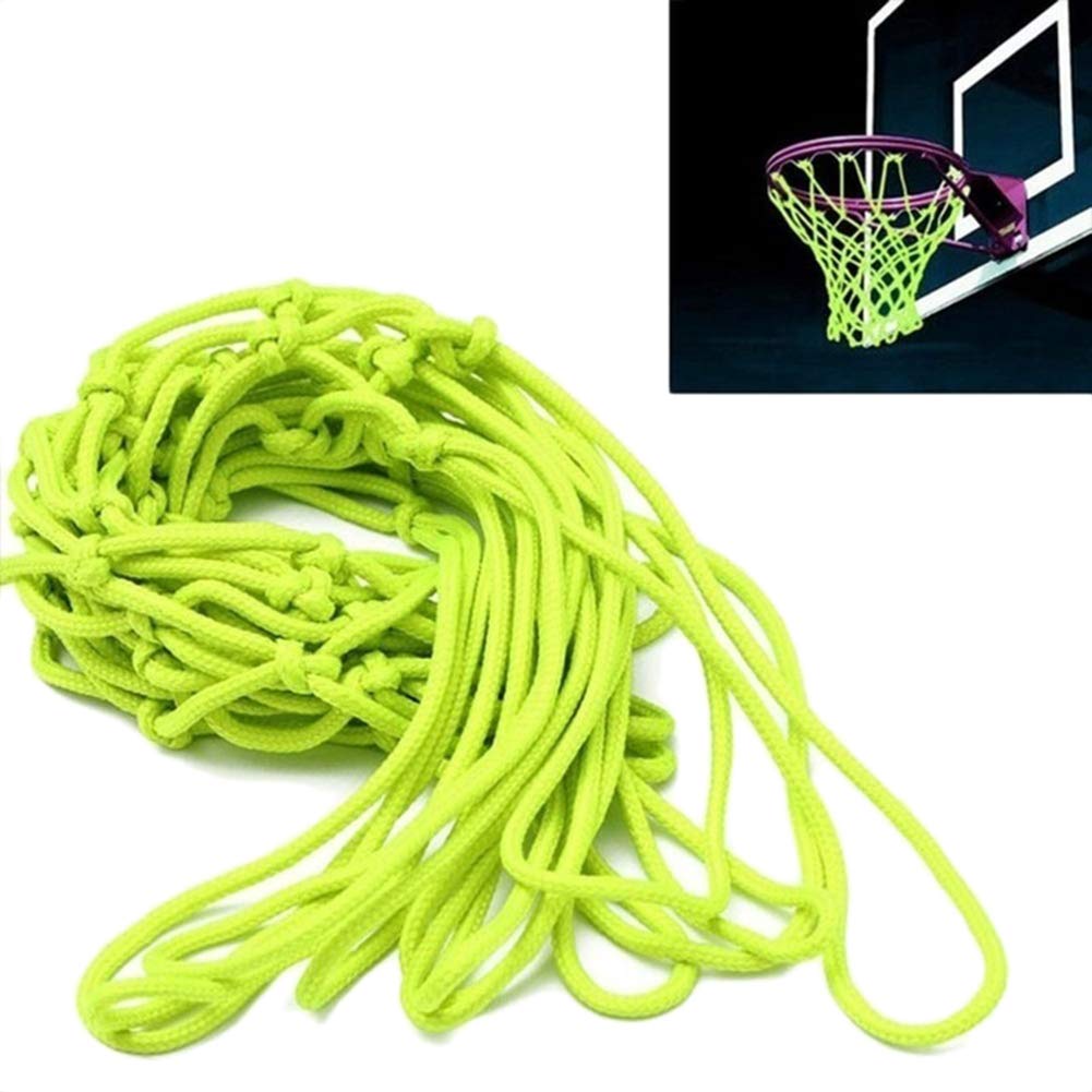 Rete da basket verde fluorescente, rete per canestro da basket, rete standard in nylon intrecciato autoluminosa, per esterni