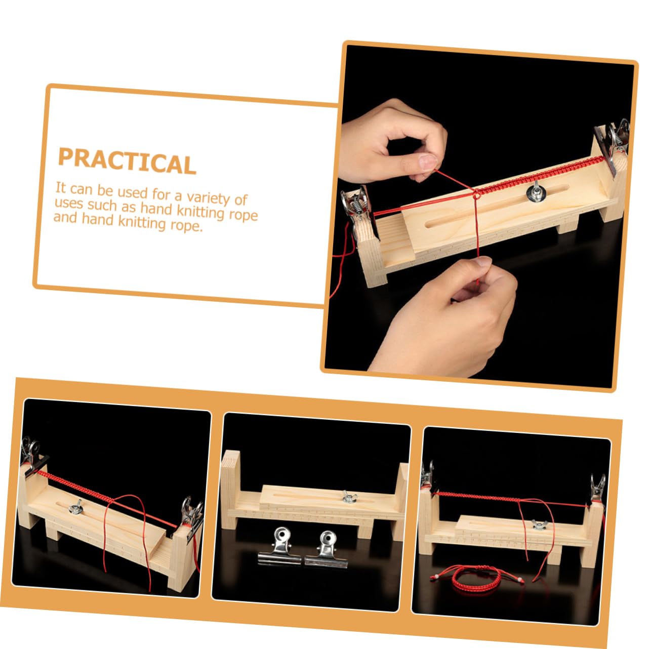 NUOBESTY 4 Juegos accesorios manualidades bracelet maker tejedora de brazaletes cuerda de mano perla electrica bucle talón kit de tejido kit de cuerda de soporte de tejido Madera
