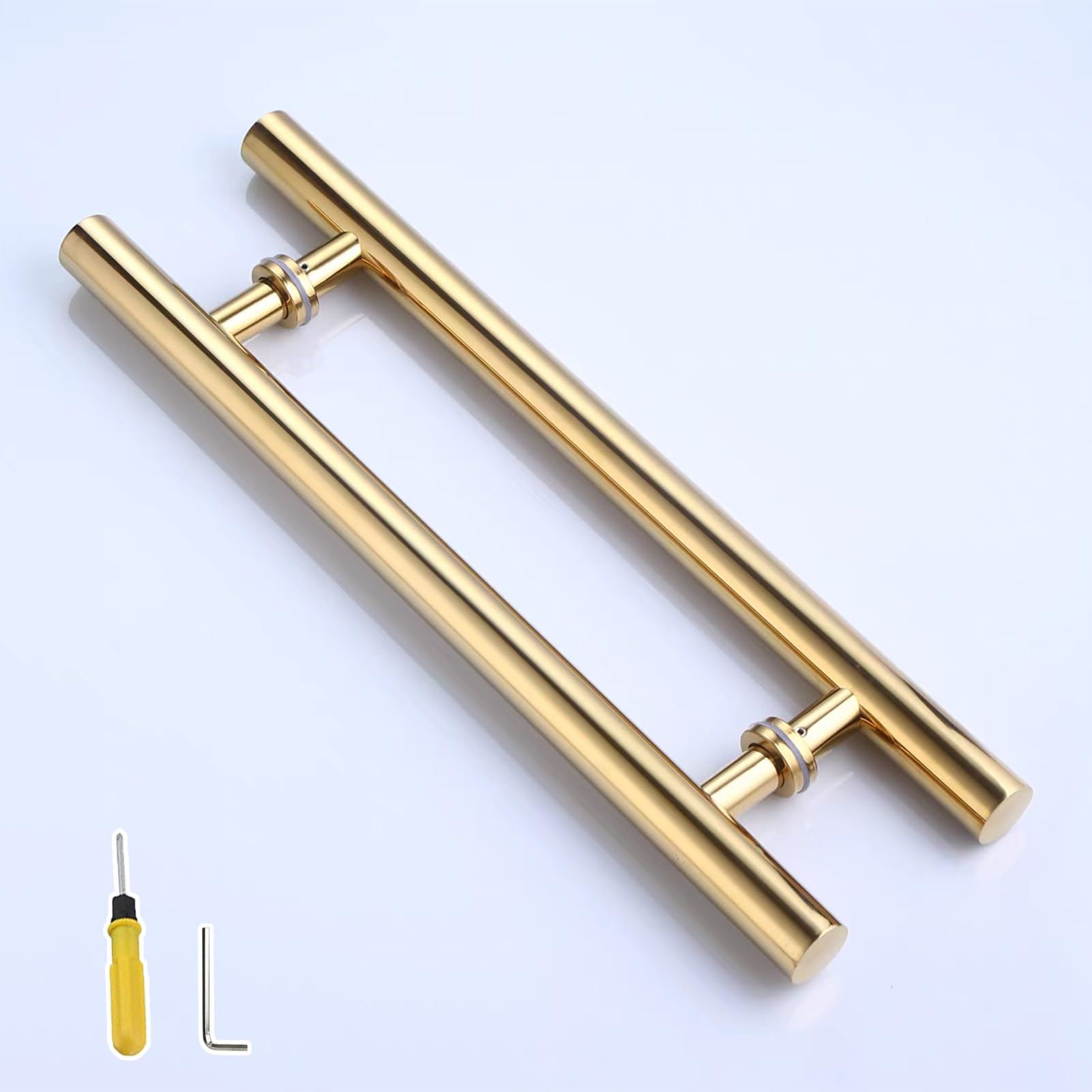 MXXQRHF Long Round Gold Metal Push Pull Door Handles for Wooden & Glass Sliding Doors, Shower & Barn Doors - 120cm (47 1/4") Interior/Exterior Handle